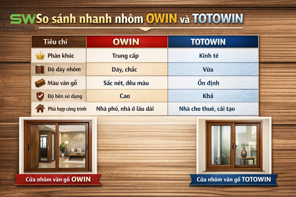 so sánh nhôm OWIN và TOTO WINDOW