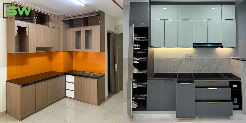 So sánh tủ bếp nhôm và tủ bếp gỗ tại Biên Hòa