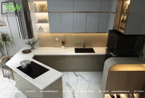 Báo giá tủ bếp nhôm kính tại Biên Hòa 2025 – SW Window thiết kế & thi công trọn gói