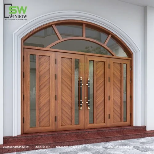 Cửa Nhôm Vân Gỗ LIM Tân Cổ Điển – Điểm Nhấn Sang Trọng Cho Mặt Tiền Nhà Tại Nhơn Trạch | SW WINDOW
